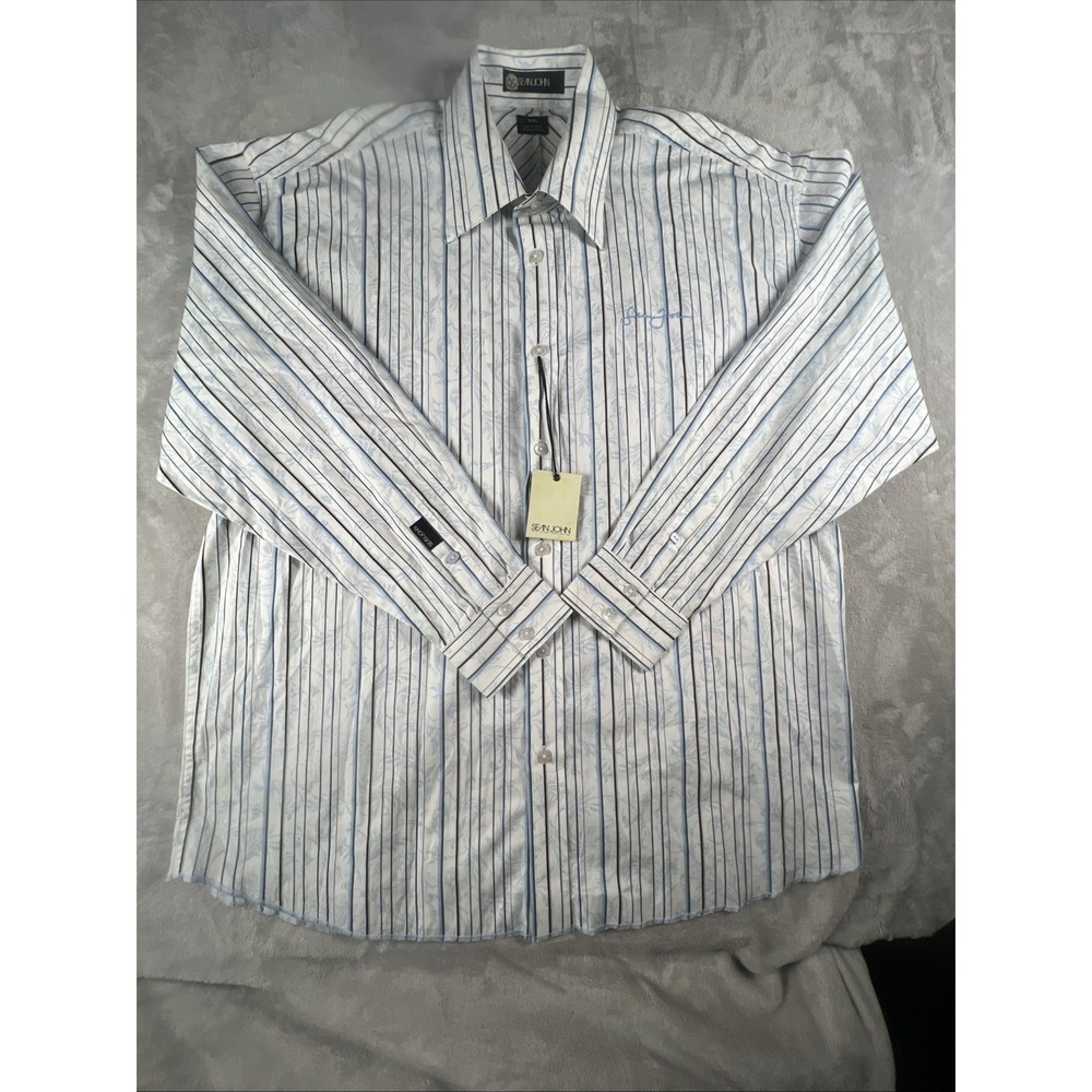 NWT $80 Sean John Stitched Floral LONG SLEEVE SHIRT‎ 2XL XXL